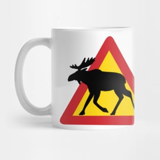 Moose Warning Sign in Finland Mug